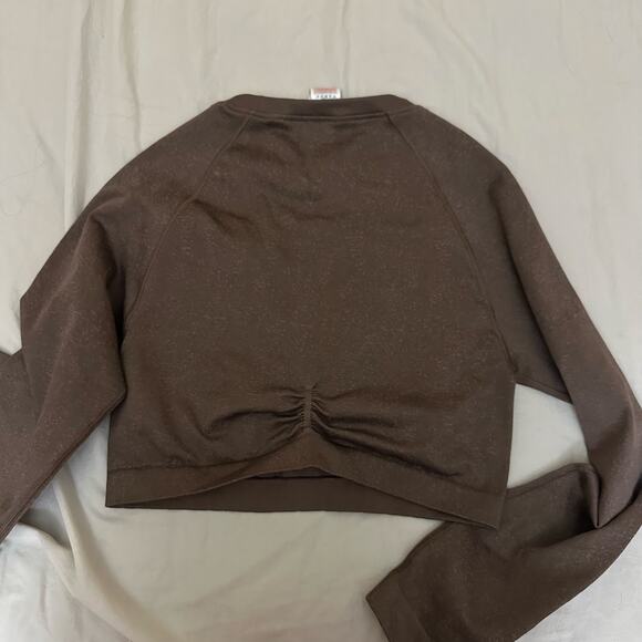 Gymshark Adapt Fleck Seamless Long Sleeve Crop Top‎ Size XXL Brown - Picture 5 of 6